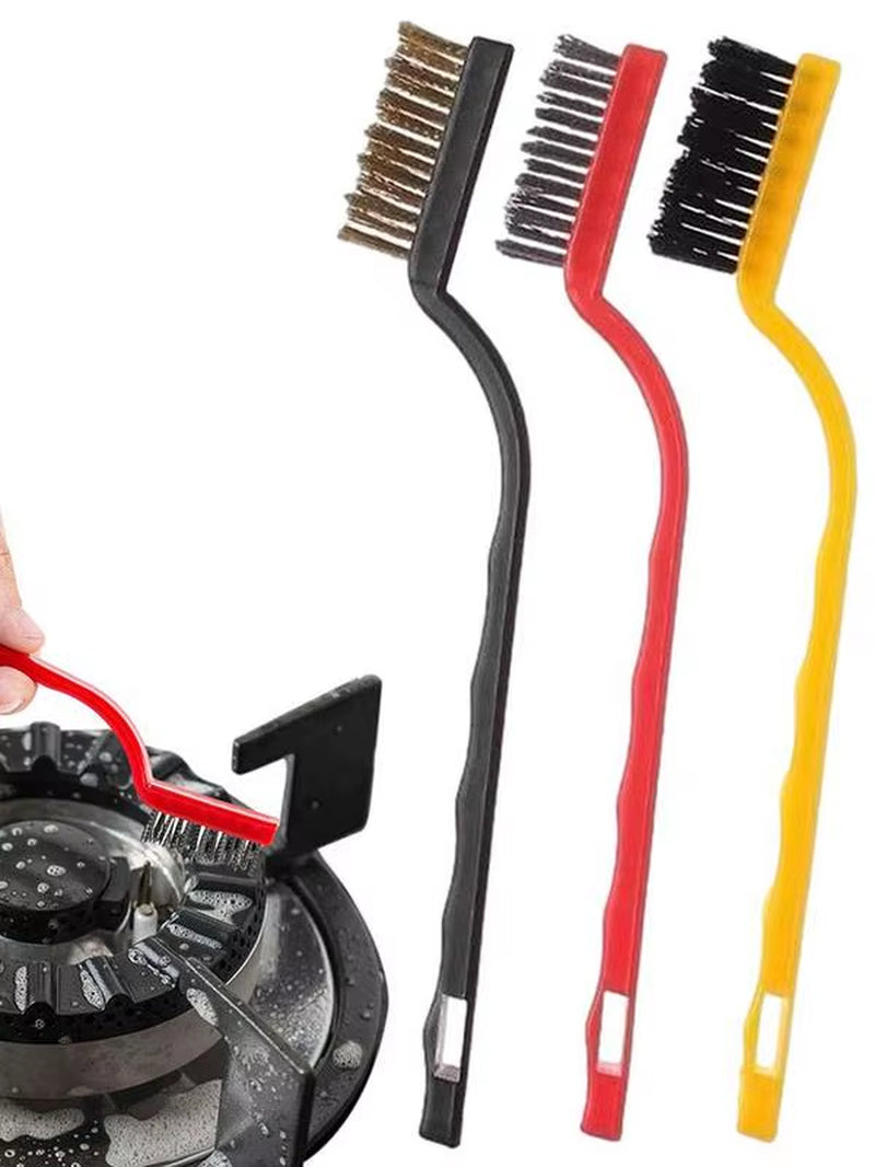 3Pcs Stove Cleaning Brush Gas Stove Cleaning Wire Brush Kitchen Tools Metal Fiber Brush Strong Decontamination Home-Appliance