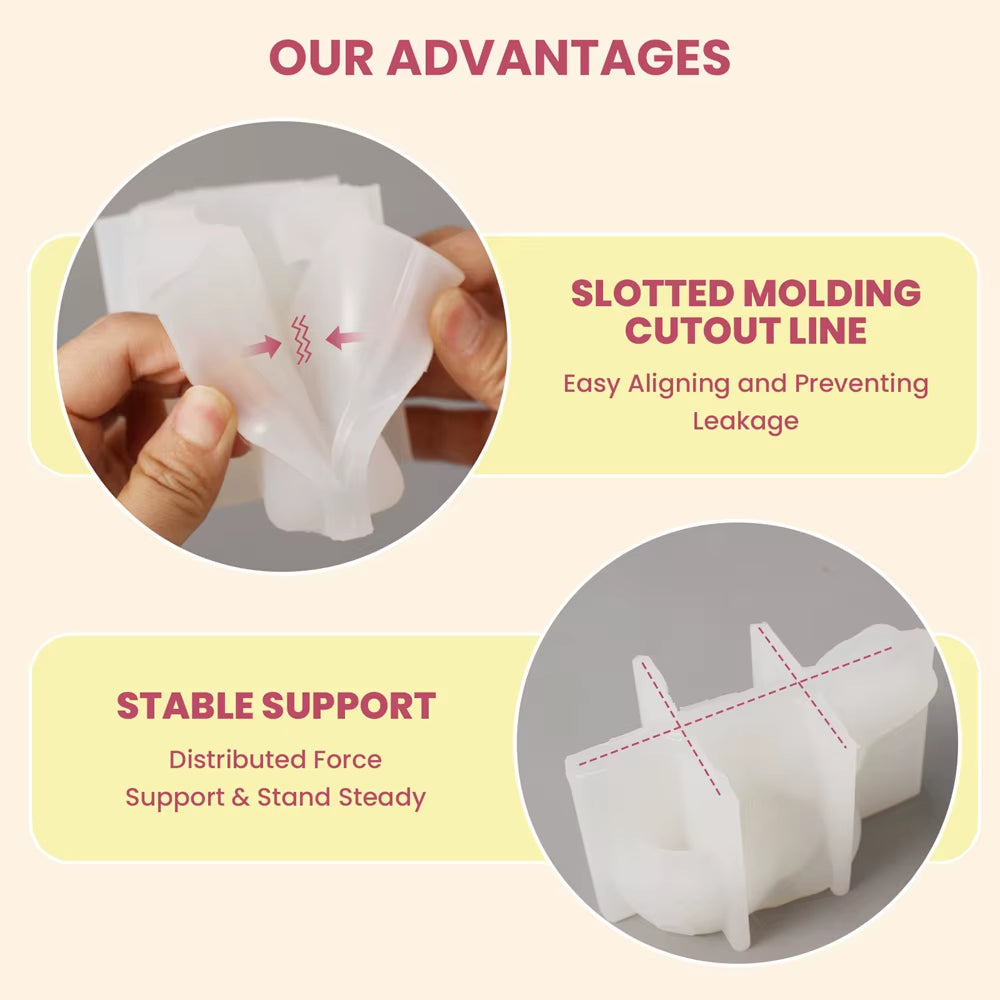 Boowan Nicole Easter Egg Cup with Bunny Silicone Mold for Jesmonite Handmade Gypsum Easter Kitchen Table Decor
