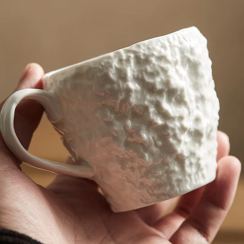 Rock Pattern Milk Cup Breakfast Cup Ceramic Ear Hanging Espresso Cup Creative English Afternoon Tea Mug Water Cup