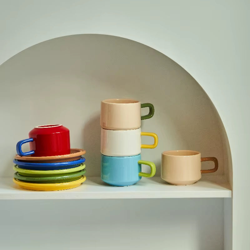 3 Sets Coffee Cups Set Ceramic Cups and Saucers Set Family Tea Cup Set Cups and Mugs Drinkware British Coffee Cups