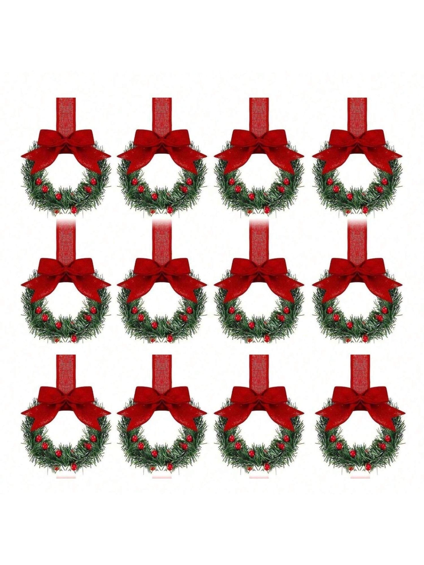 Small Christmas Wreaths,Christmas Kitchen Cabinet Wreaths Wirh Red Berries, Mini Christmas Wreaths for Centerpiece Front Door Decor,Christmas Decorations,Living Room Decorations,Office Decorations