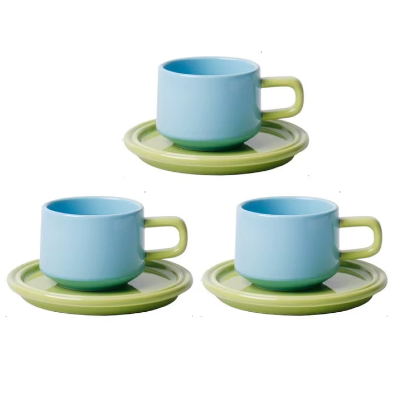 3 Sets Coffee Cups Set Ceramic Cups and Saucers Set Family Tea Cup Set Cups and Mugs Drinkware British Coffee Cups