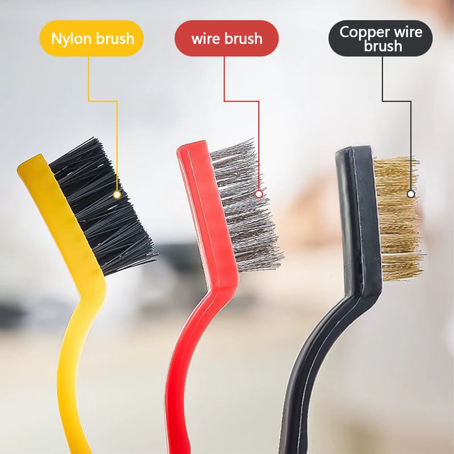3Pcs Stove Cleaning Brush Gas Stove Cleaning Wire Brush Kitchen Tools Metal Fiber Brush Strong Decontamination Home-Appliance