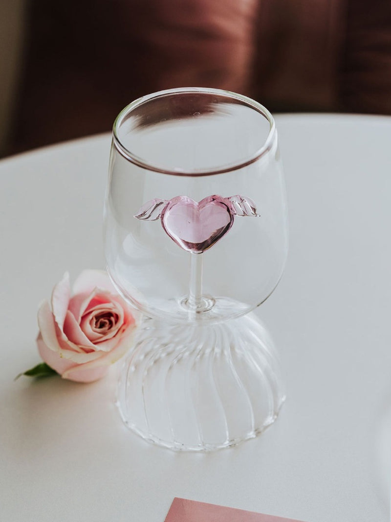 Creative Glass Goblet Pink Love Wine Glass Cocktail Glass Couple'S Cups Gift