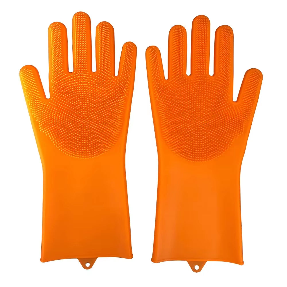 2Pcs Silicone/Pvc Cleaning Gloves Multifunction Silicone Dish Washing Gloves for Kitchen Household Silicone Washing