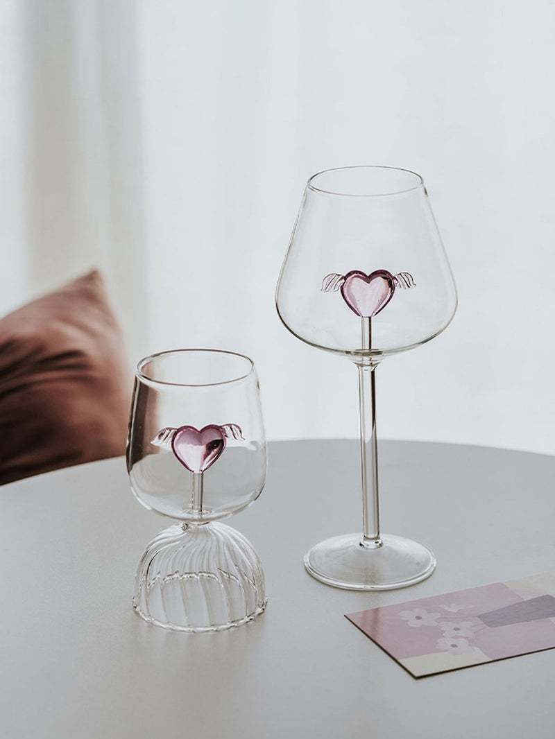 Creative Glass Goblet Pink Love Wine Glass Cocktail Glass Couple'S Cups Gift