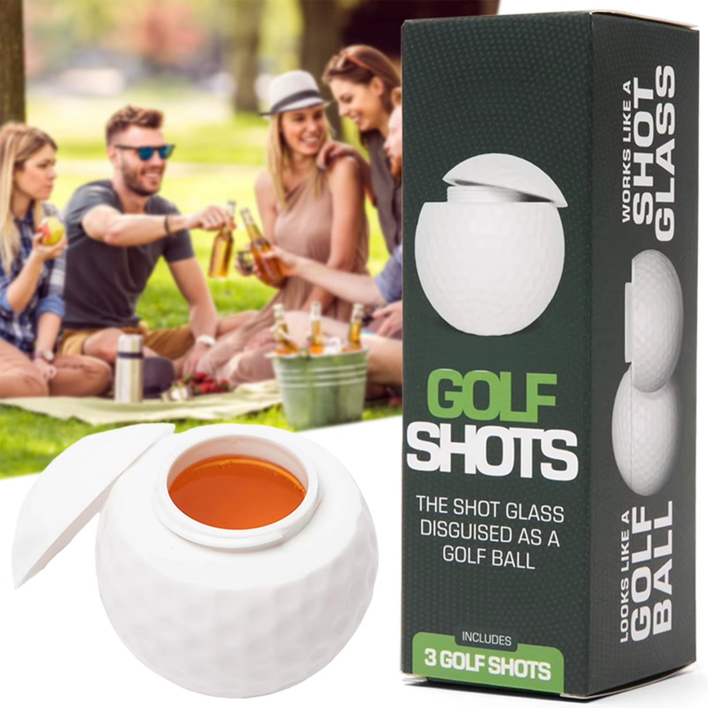 1/3Pcs Golf Ball Shaped Shot Glass Washable Reusable Wine Cup Plastic Shot Glass with Lid Great Present Idea