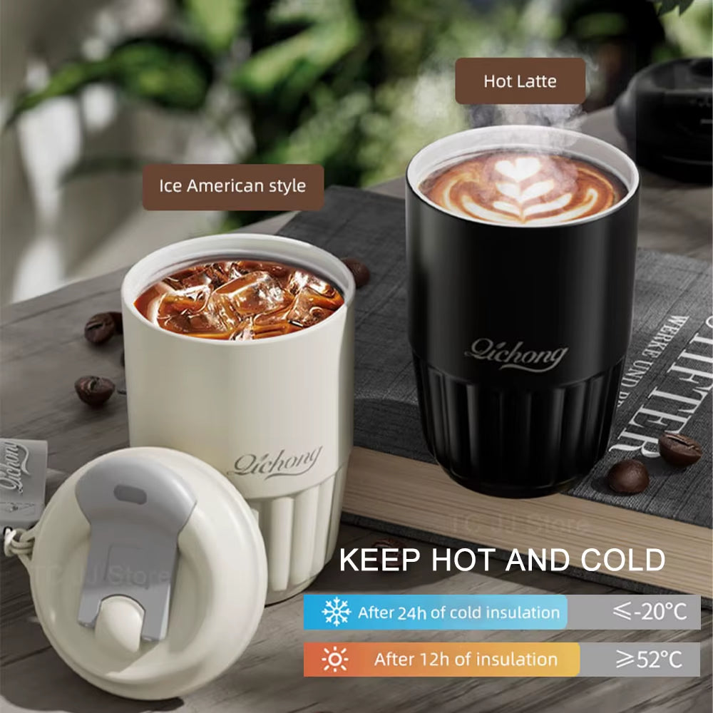 410ML Ceramic Liner Thermos Coffee Cup Travel Coffee Mug Vacuum Insulated Thermos for Coffee Thermal Cup Tumbler Christmas Gift