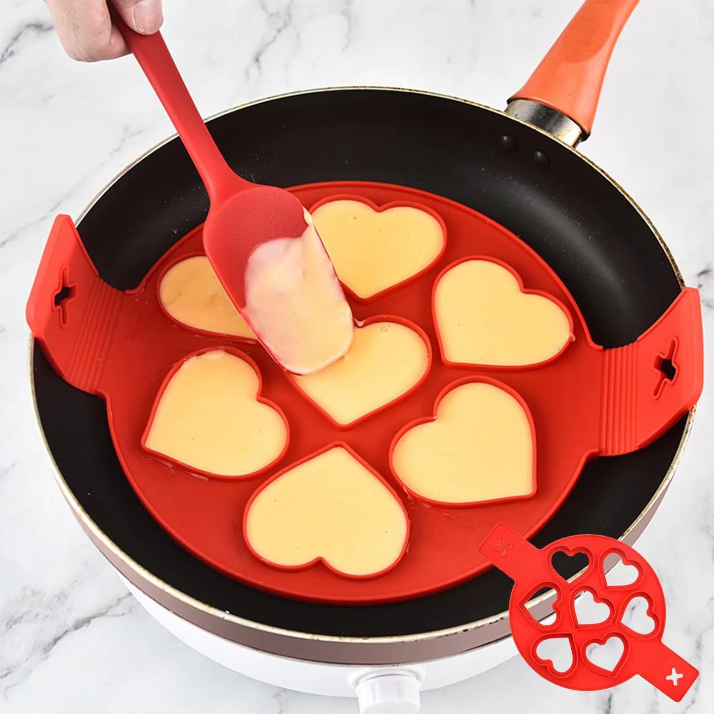 Flip N Cook Silicone Pancake Mold 2 Pack Flip and Cook Mini Pancake Makers for Griddle Reusable Egg Mold for Kids Baking Tools