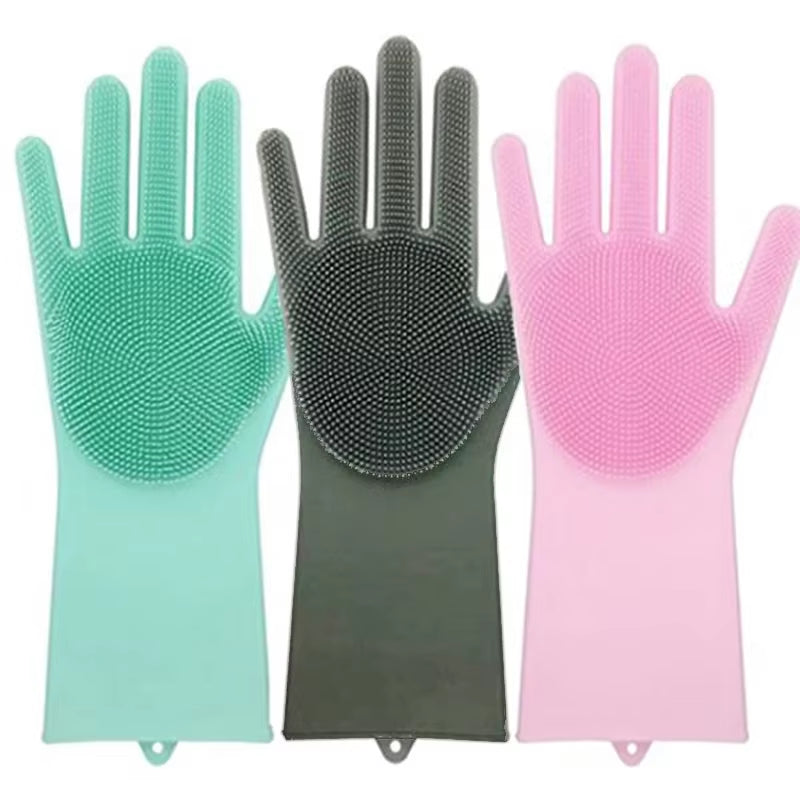2Pcs Silicone/Pvc Cleaning Gloves Multifunction Silicone Dish Washing Gloves for Kitchen Household Silicone Washing