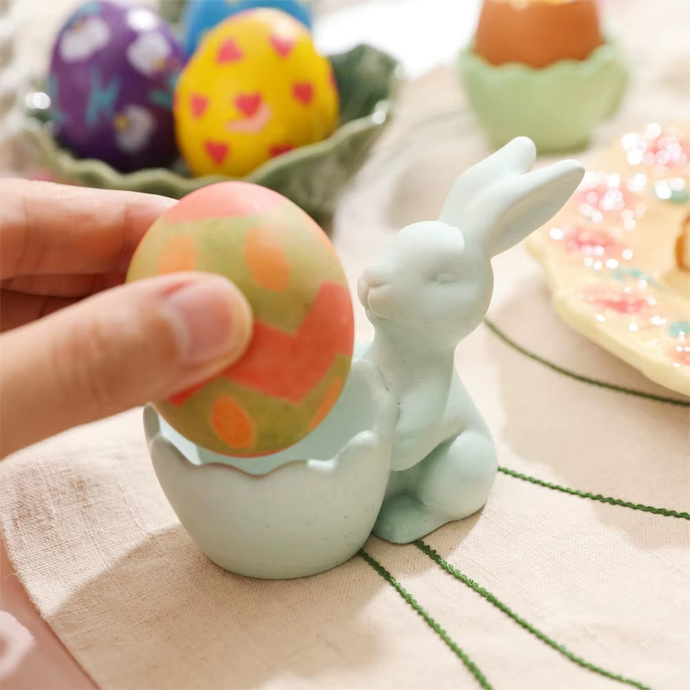 Boowan Nicole Easter Egg Cup with Bunny Silicone Mold for Jesmonite Handmade Gypsum Easter Kitchen Table Decor