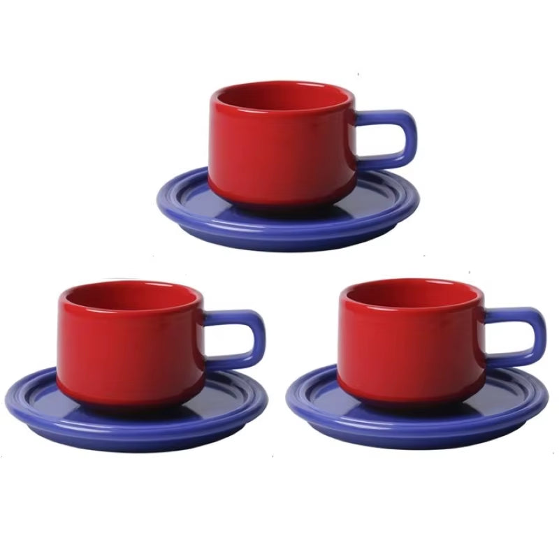 3 Sets Coffee Cups Set Ceramic Cups and Saucers Set Family Tea Cup Set Cups and Mugs Drinkware British Coffee Cups