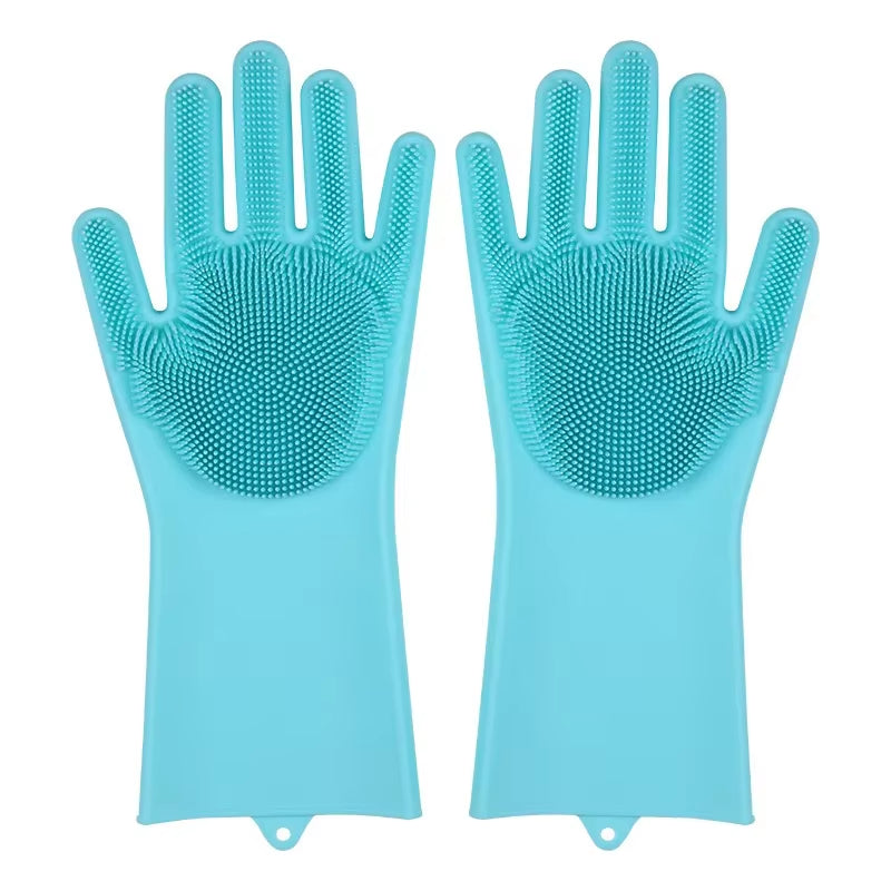 2Pcs Silicone/Pvc Cleaning Gloves Multifunction Silicone Dish Washing Gloves for Kitchen Household Silicone Washing