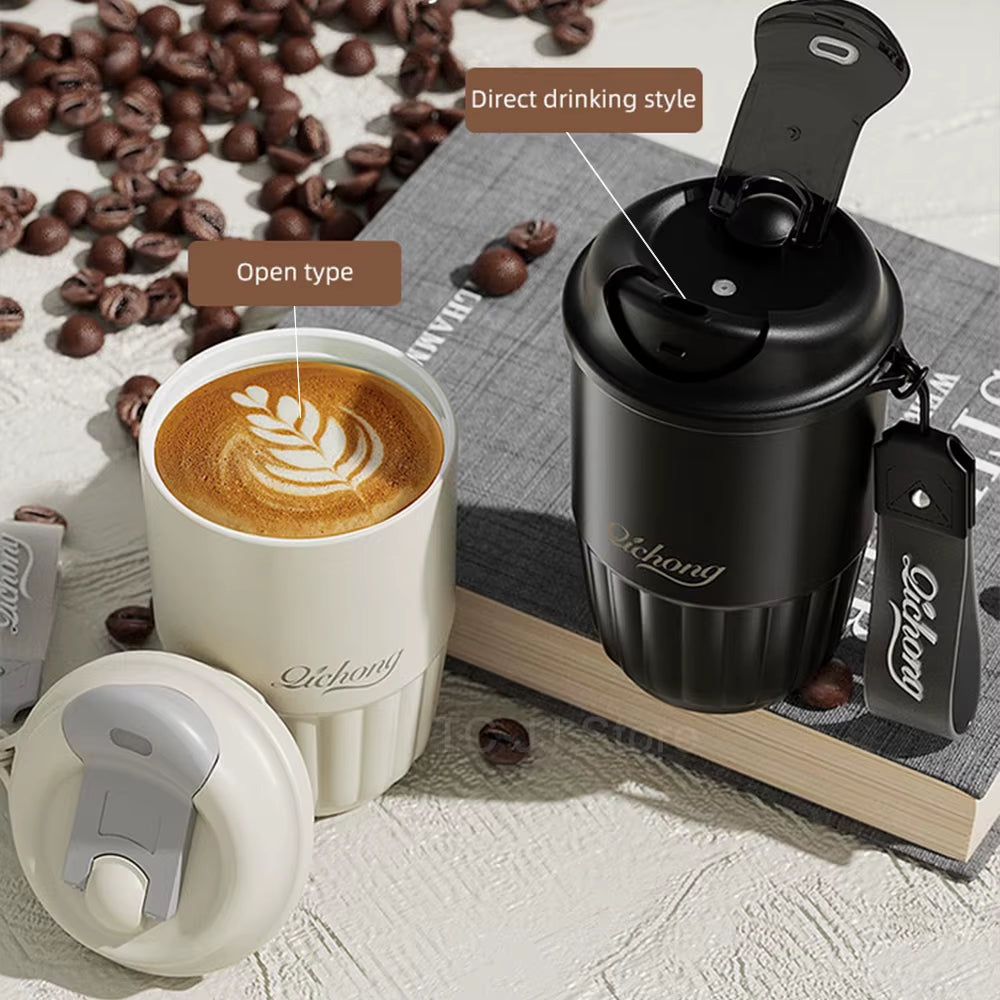 410ML Ceramic Liner Thermos Coffee Cup Travel Coffee Mug Vacuum Insulated Thermos for Coffee Thermal Cup Tumbler Christmas Gift