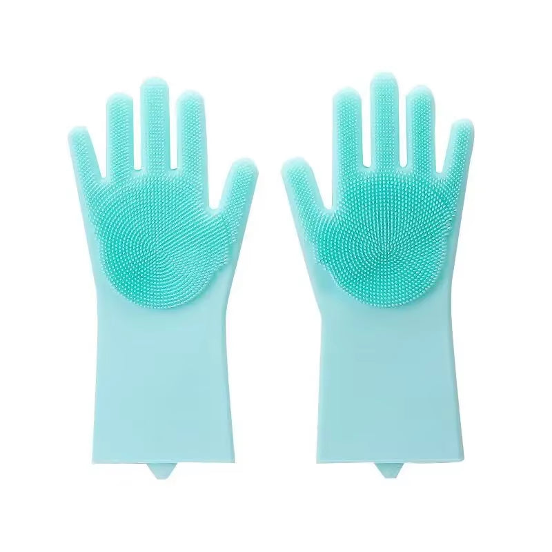 2Pcs Silicone/Pvc Cleaning Gloves Multifunction Silicone Dish Washing Gloves for Kitchen Household Silicone Washing