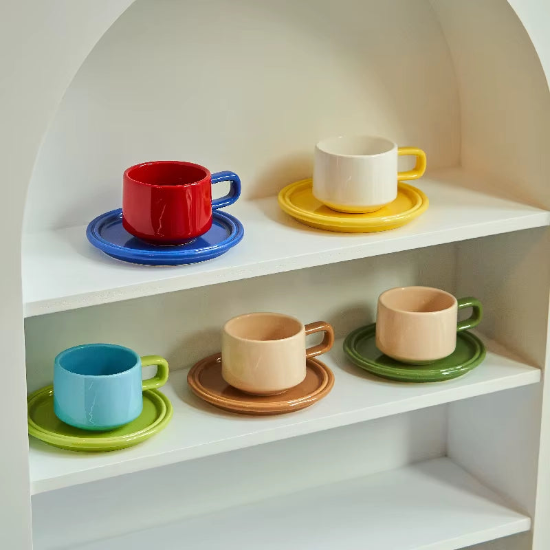 3 Sets Coffee Cups Set Ceramic Cups and Saucers Set Family Tea Cup Set Cups and Mugs Drinkware British Coffee Cups