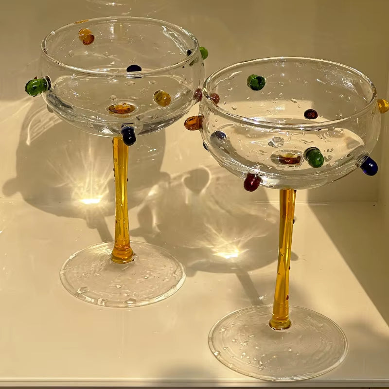 Champagne Coupe Colorful Goblet Glass Sparkling Gem Cocktail Champagne Glass Dessert Drinking Glasses Bar Wine Glasses