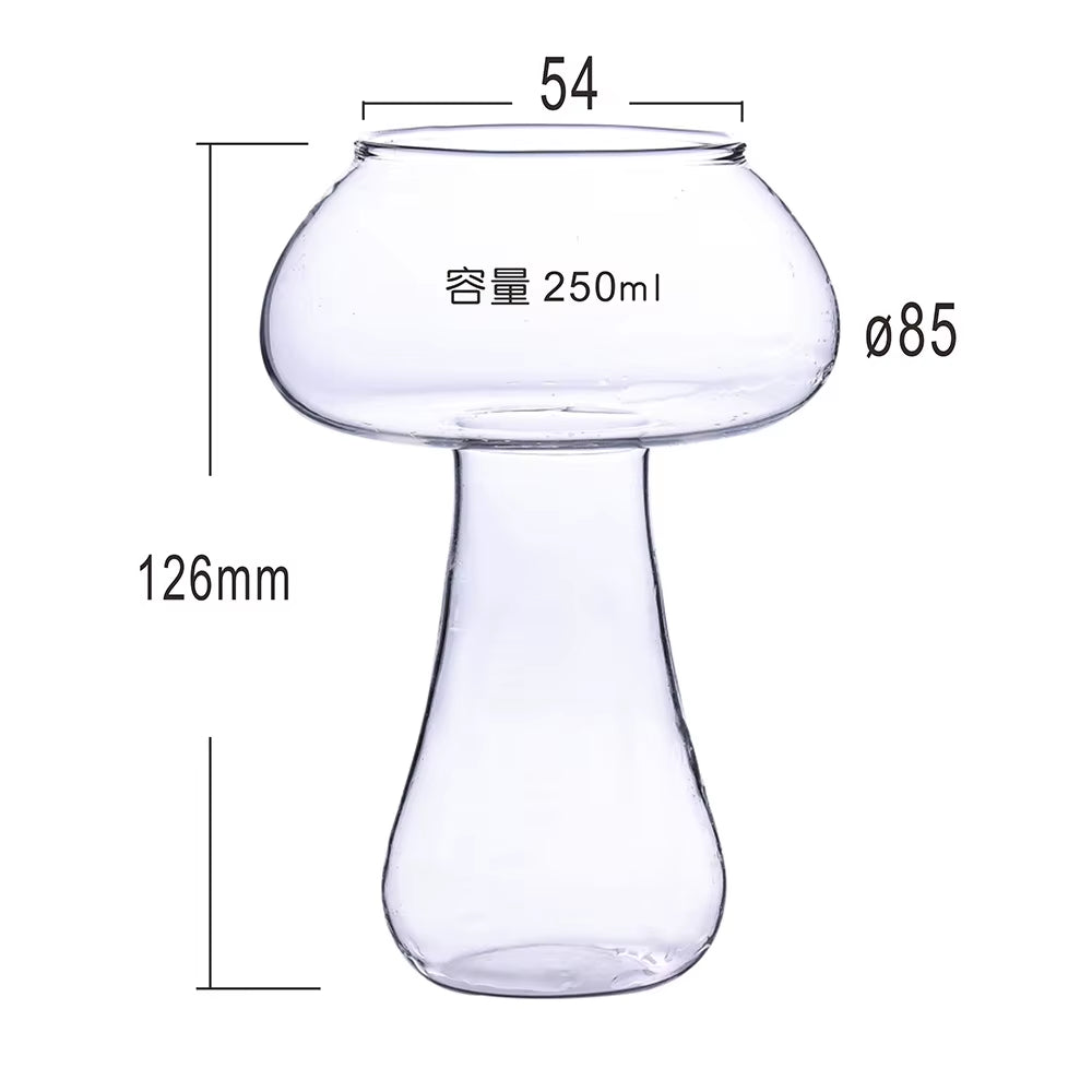 250Ml Creative Mushroom Shape Coffee Glasses Clear Drinks Cups Wine Glasses for Party Novelty Drinking Glassware KTV Bar Club