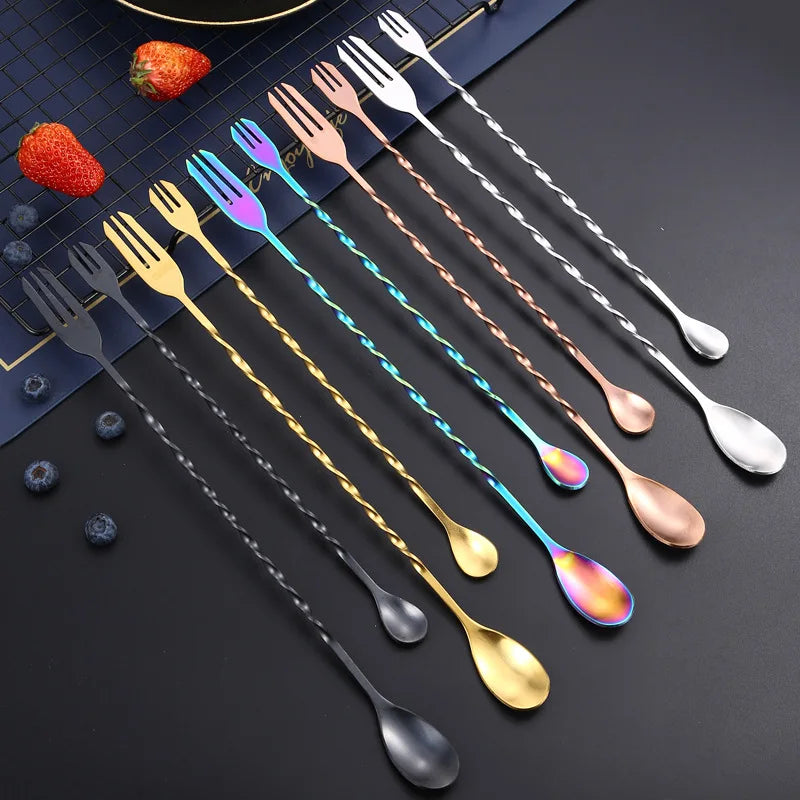 Creative Long Spiral Handle Cocktail Spoon Stainless Steel Whisky Wine Mixing Spoon Shaker Muddler Stirrer Bar Accessories