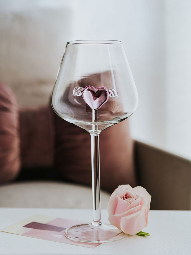 Creative Glass Goblet Pink Love Wine Glass Cocktail Glass Couple'S Cups Gift