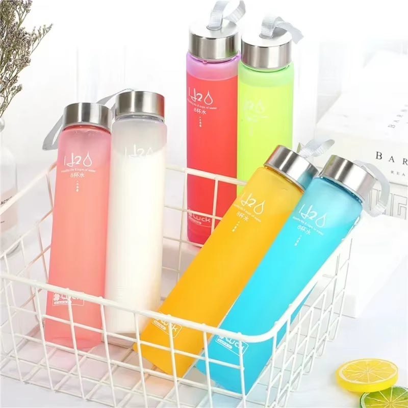 Water Bottle Drinkware Termos Frosted Stainless Steel Thermos Bottle Sport Drink Items Shatterproof Plastic Lemon Juice Storage
