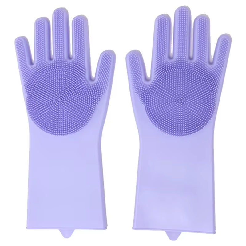 2Pcs Silicone/Pvc Cleaning Gloves Multifunction Silicone Dish Washing Gloves for Kitchen Household Silicone Washing