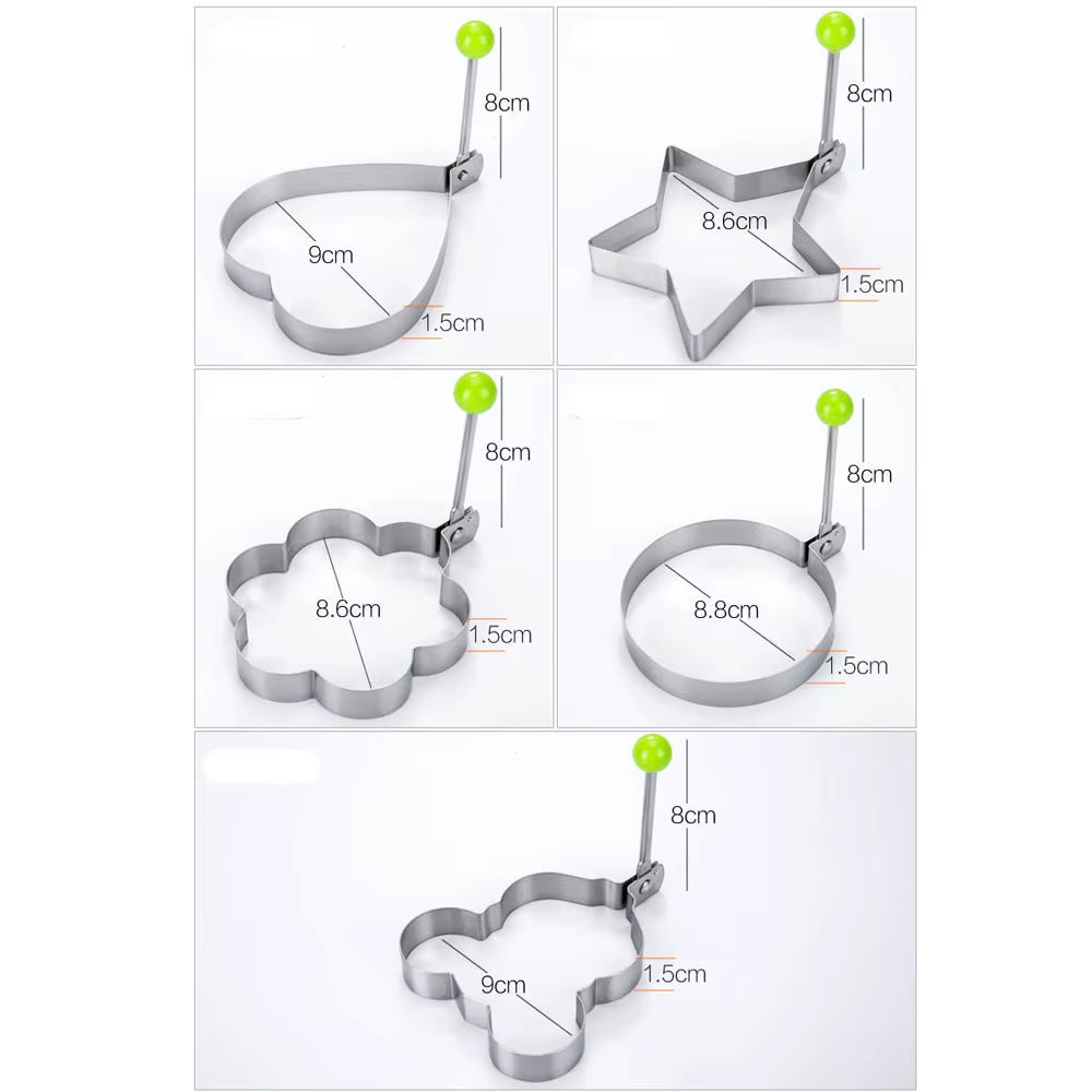 Stainless Steel 5 Style Fried Egg Pancake Shaper Omelette Mold Mould Frying Egg Cooking Tools Kitchen Accessories Gadget
