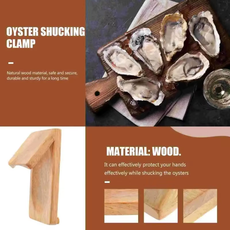 Oyster Shucking Clamp Hand Clam Shellcrab Sheller Opening Clip Shells Wood Oyster Shucking Opener Shucker Seafood Clamp