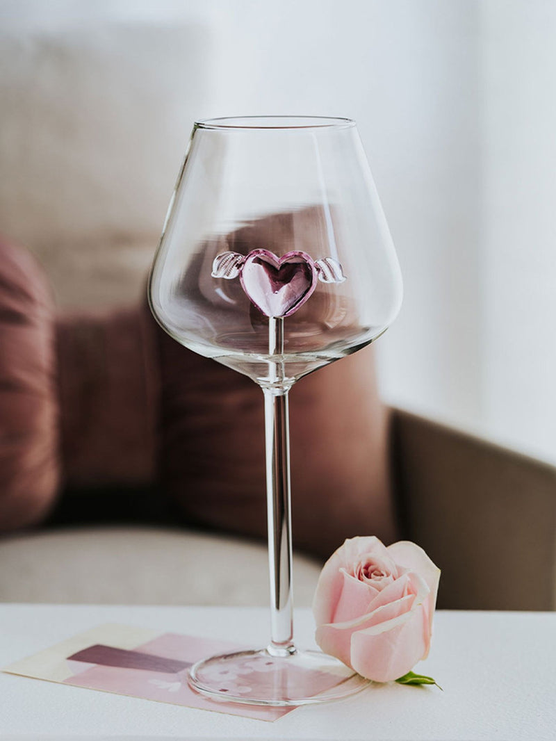 Creative Glass Goblet Pink Love Wine Glass Cocktail Glass Couple'S Cups Gift