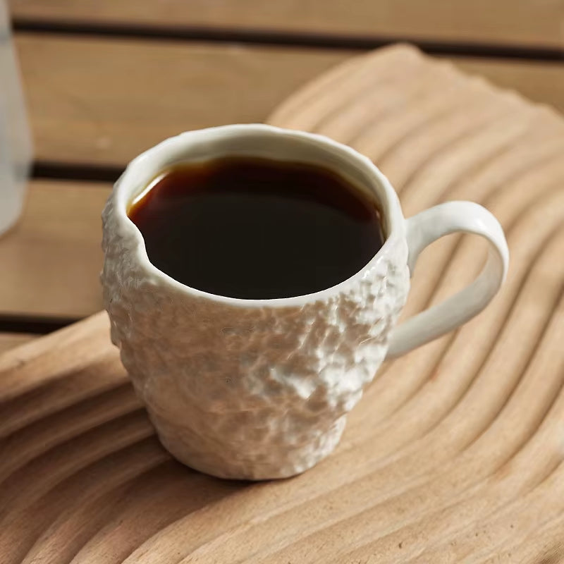 Rock Pattern Milk Cup Breakfast Cup Ceramic Ear Hanging Espresso Cup Creative English Afternoon Tea Mug Water Cup