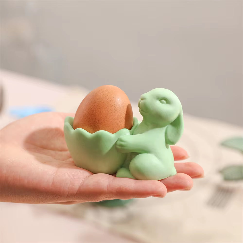 Boowan Nicole Easter Egg Cup with Bunny Silicone Mold for Jesmonite Handmade Gypsum Easter Kitchen Table Decor