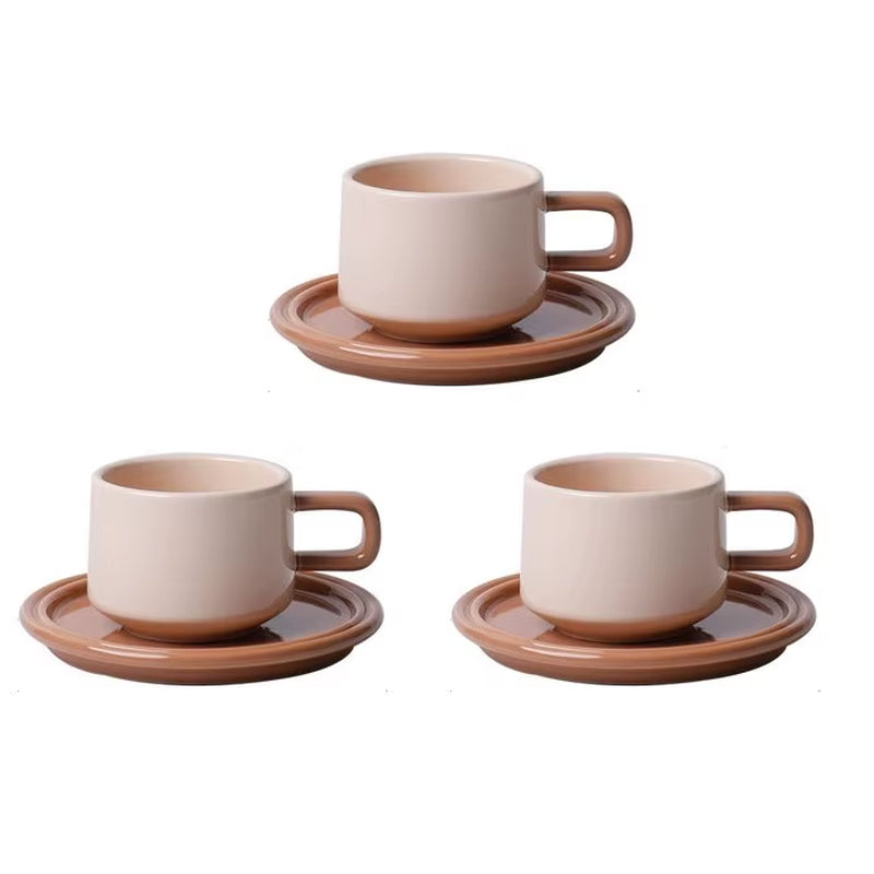 3 Sets Coffee Cups Set Ceramic Cups and Saucers Set Family Tea Cup Set Cups and Mugs Drinkware British Coffee Cups