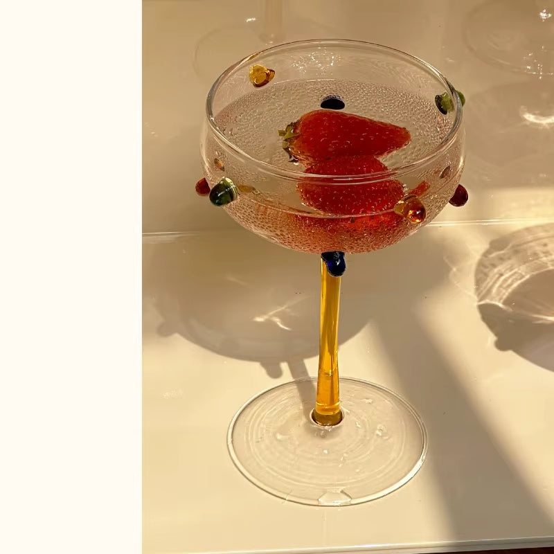 Champagne Coupe Colorful Goblet Glass Sparkling Gem Cocktail Champagne Glass Dessert Drinking Glasses Bar Wine Glasses