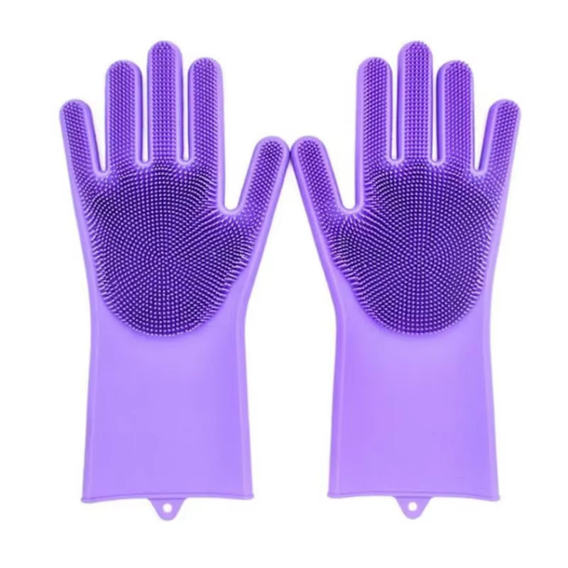 2Pcs Silicone/Pvc Cleaning Gloves Multifunction Silicone Dish Washing Gloves for Kitchen Household Silicone Washing