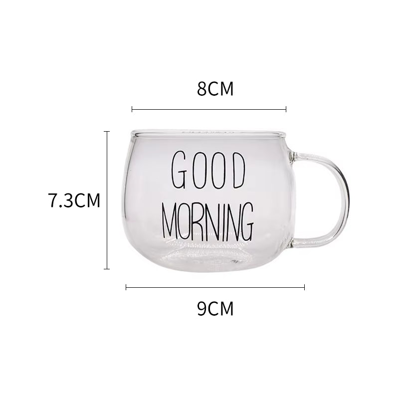 Letter Transparent Glass Cup Creative Coffee Tea Drinks Dessert Breakfast Milk Cup Glass Mugs Handle Drinkware Couple Gifts