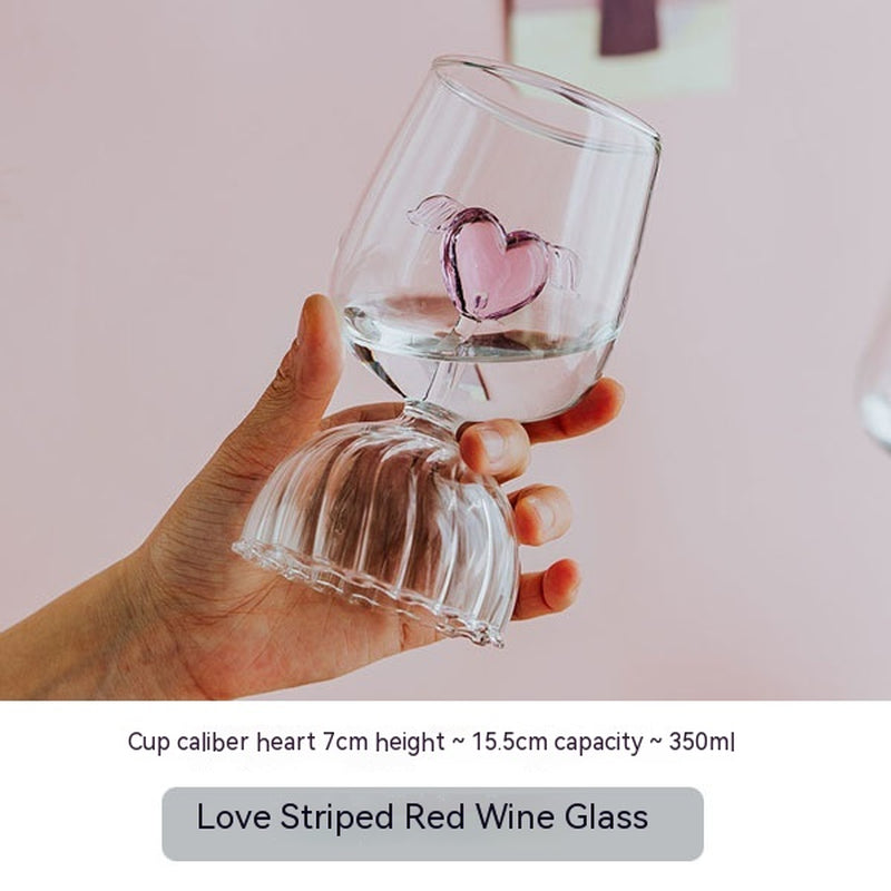 Creative Glass Goblet Pink Love Wine Glass Cocktail Glass Couple'S Cups Gift