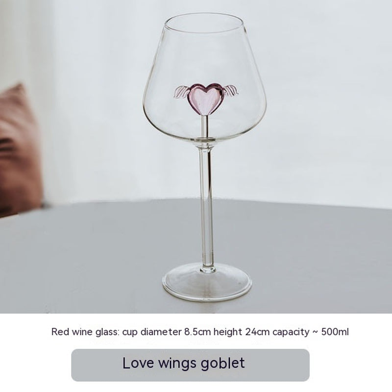 Creative Glass Goblet Pink Love Wine Glass Cocktail Glass Couple'S Cups Gift