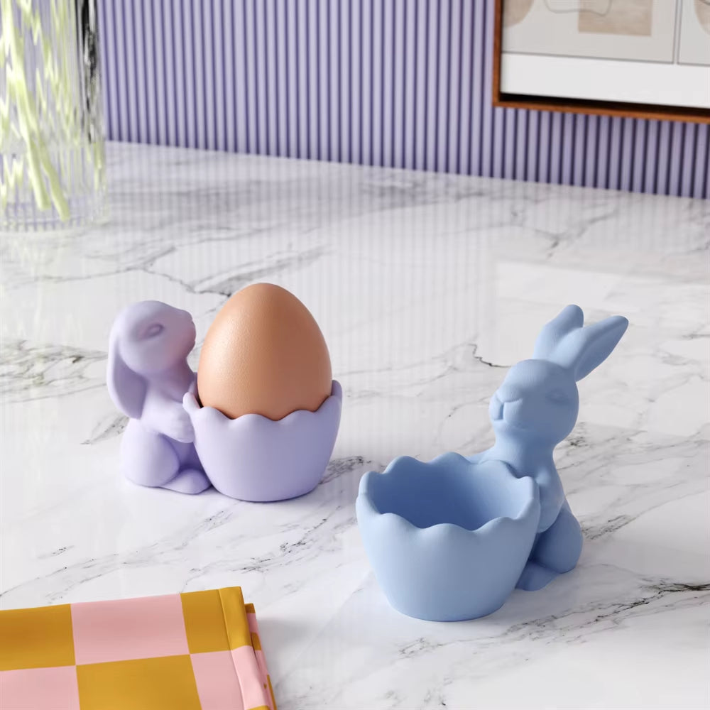Boowan Nicole Easter Egg Cup with Bunny Silicone Mold for Jesmonite Handmade Gypsum Easter Kitchen Table Decor