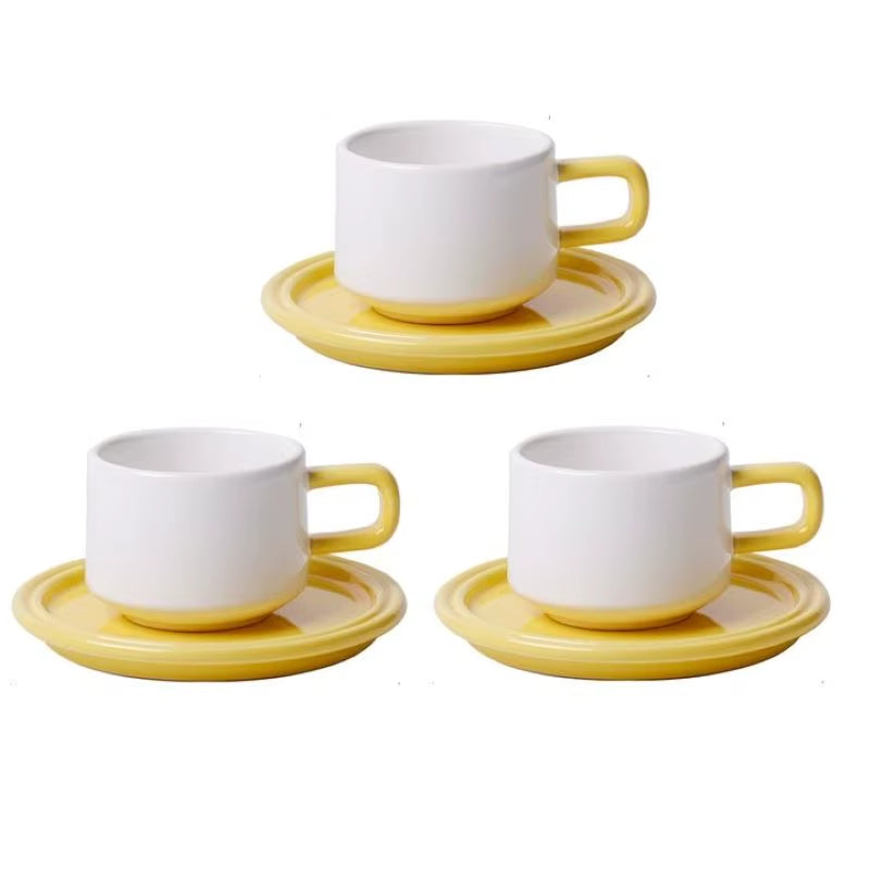 3 Sets Coffee Cups Set Ceramic Cups and Saucers Set Family Tea Cup Set Cups and Mugs Drinkware British Coffee Cups