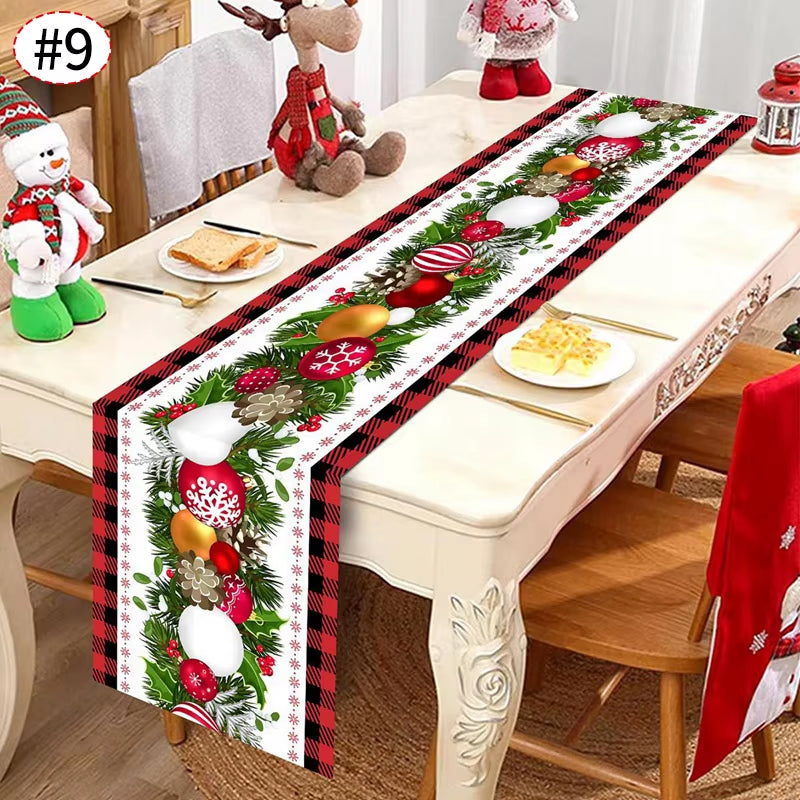 Christmas Table Runner Christmas Decorations Cute Cartoon Santa Claus Gingerbread Man Table Cover Xmas Table Accessories Navidad