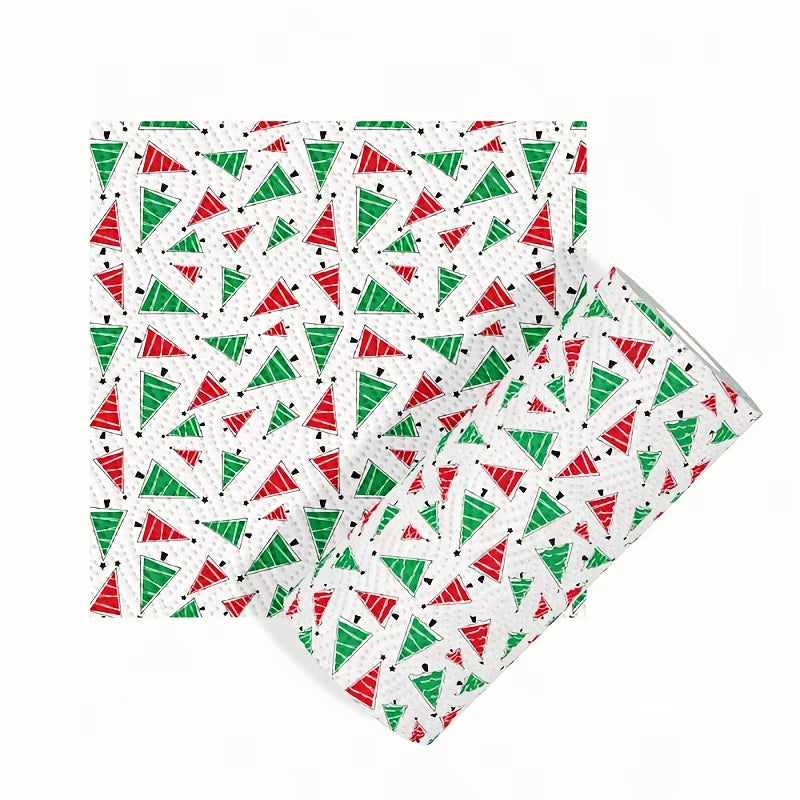 1Pcs Christmas Printed 3-Ply Kitchen Paper Oil Absorbent Absorbent Virgin Pulp Party Decor Festive Towel Kitchen Supplies