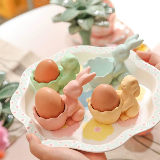 Boowan Nicole Easter Egg Cup with Bunny Silicone Mold for Jesmonite Handmade Gypsum Easter Kitchen Table Decor