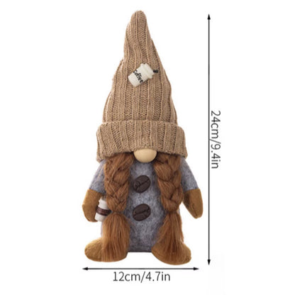 1/2 Pcs Coffee Gnome Coffee Bar Decoration, Handmade Swedish Gift Farmhouse Plush with Coffee Bag Christmas Kitchen Decoration