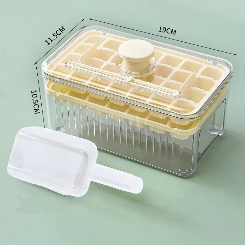 One Press Ice Cube Maker Tray with Lid and Silicone Mold for Freezing Drinks Easily at Home or Bar