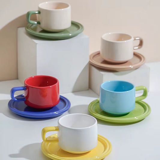 3 Sets Coffee Cups Set Ceramic Cups and Saucers Set Family Tea Cup Set Cups and Mugs Drinkware British Coffee Cups