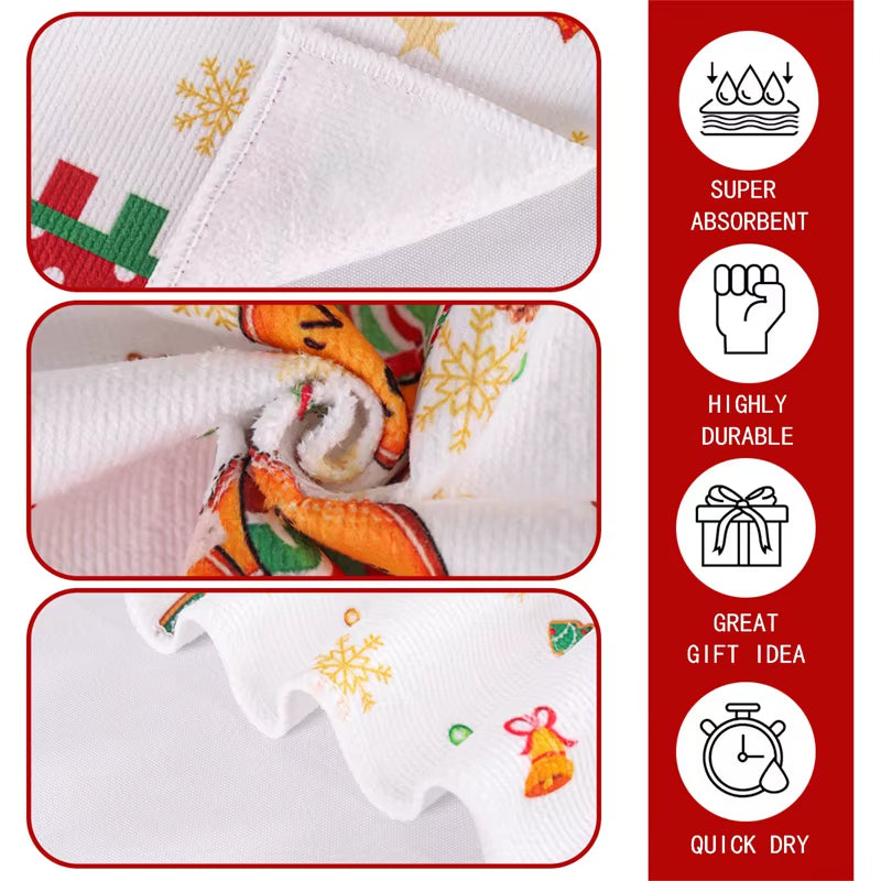 2Pcs Christmas Kitchen Towels Merry Christmas Party Decoration 2025 Gingerbread Man Dish Towel Navidad Natal New Year Gift 2026