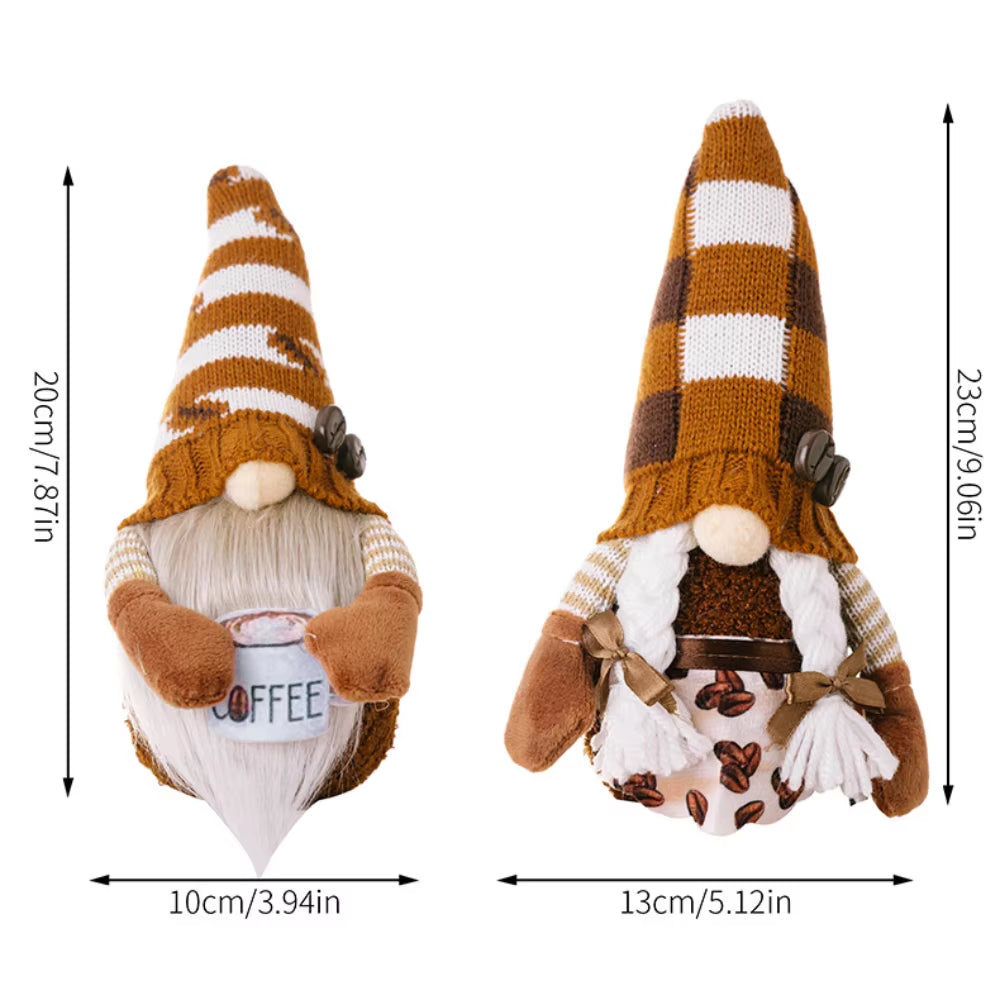 1/2 Pcs Coffee Gnome Coffee Bar Decoration, Handmade Swedish Gift Farmhouse Plush with Coffee Bag Christmas Kitchen Decoration