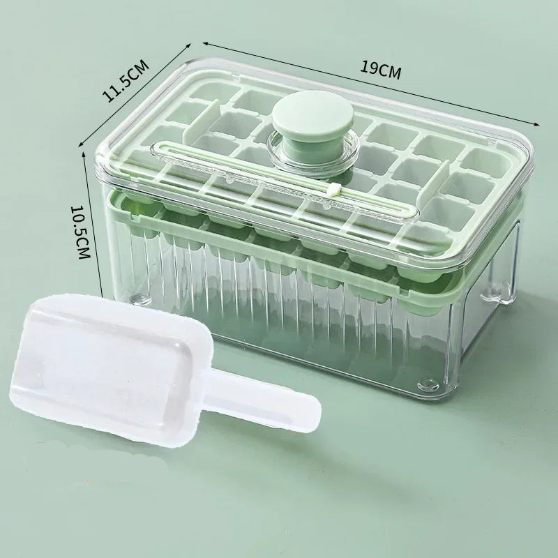 One Press Ice Cube Maker Tray with Lid and Silicone Mold for Freezing Drinks Easily at Home or Bar
