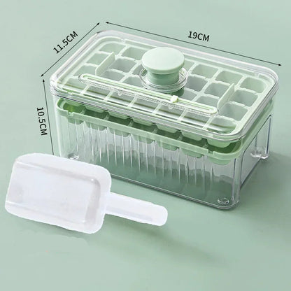 One Press Ice Cube Maker Tray with Lid and Silicone Mold for Freezing Drinks Easily at Home or Bar