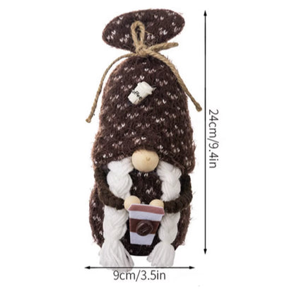 1/2 Pcs Coffee Gnome Coffee Bar Decoration, Handmade Swedish Gift Farmhouse Plush with Coffee Bag Christmas Kitchen Decoration